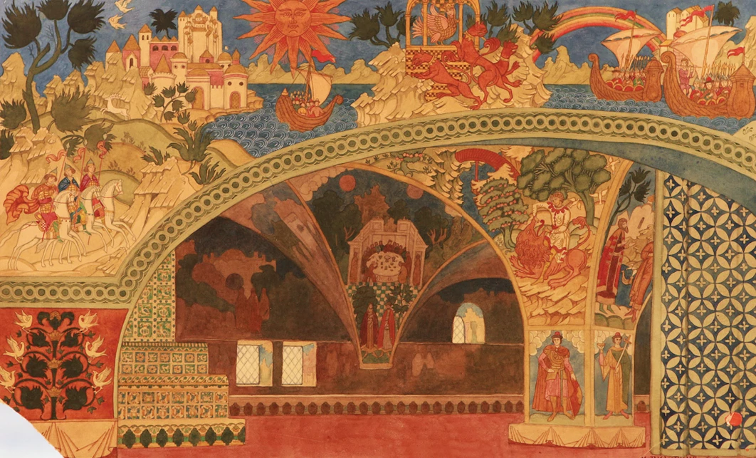 Иван Билибин. Эскиз декорации к опере «Садко» Н.А. Римского-Корсакова. (Народный дом Николая II), 1914 © Санкт-Петербургский государственный музей театрального и музыкального искусства